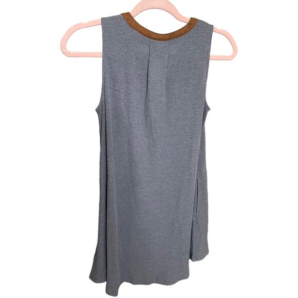 THML gray brown ribbed knit sleeveless v-neck a line dress XS - Picture 2 of 5